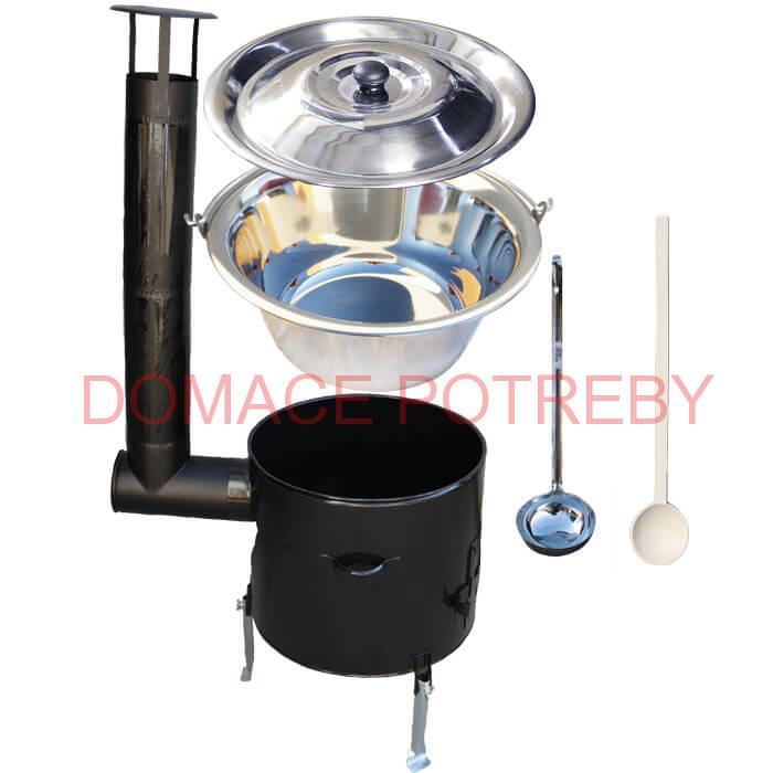 Antikorový kotlík 20 L (0,8 mm) + smaltovaná kotlina 42 cm + vareška a naberačka Easy party