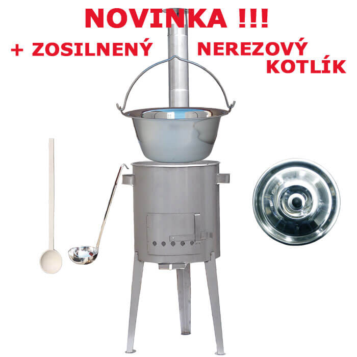 Zosilnený nerezový kotlík 20 L + nerezová kotlina 42 cm LUXUS
