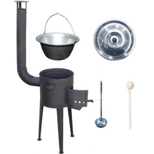 Nerezový kotlík 30 L (1,5 mm) + vysoká žiaruvzdorná kotlina (2,0 mm) HODO 47 cm PLUS 600 + vareška + naberačka