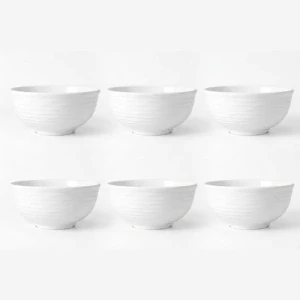 Set 6 ks: Prémiové biele misky s kamennou štruktúrou (750 ml)