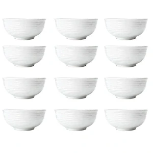 Set 12 ks: Prémiové biele misky s kamennou štruktúrou (750 ml)
