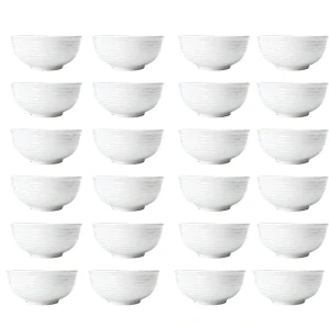 Set 24 ks: Prémiové biele misky s kamennou štruktúrou (750 ml)