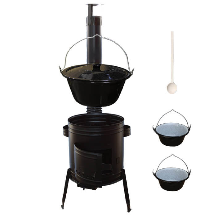 Kotlíkový gulášový set + smaltovaný kotlík 30 L + 2 servírovacie kotlíky