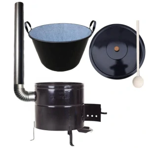 Zabíjačkový smaltovaný kotol 80 L + kovová kotlina 58 cm + dymovod