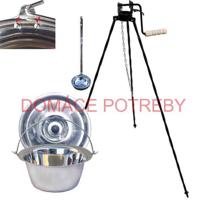 Antikorový kotlík 15 L (0,8 mm) s nitmi + stojan s kladkou VAR
