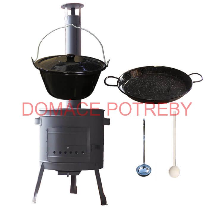 Smaltovaný kotlík 16 L + Paella smaltovaná panvica 42 cm + žiaruvzdorná nízka kotlina 39 PLUS 600