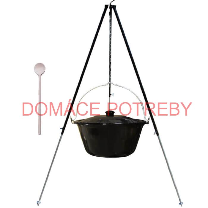 Smaltovaný kotlík 30 L + pokrievka + teleskopická trojnožka 1,7 m