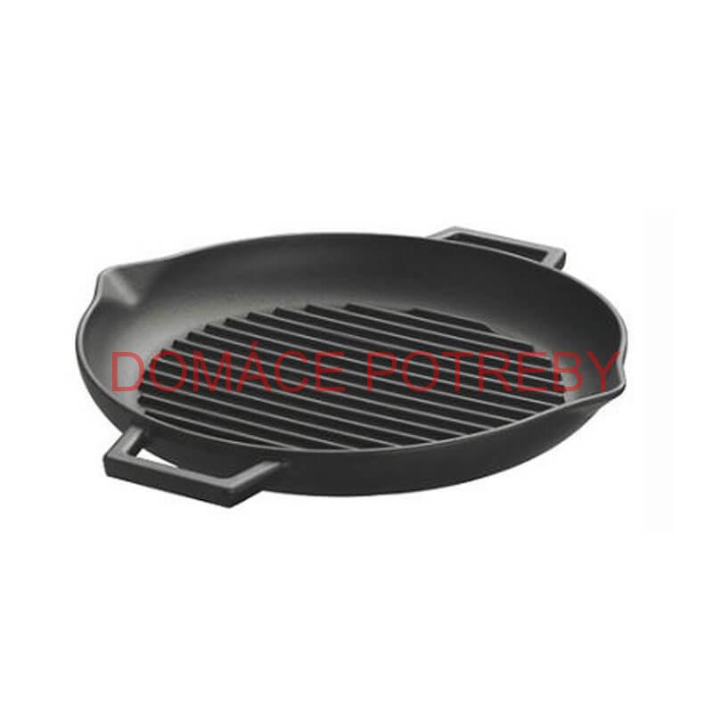 Liatinová panvica na grilovanie 31 cm s výlevkami BBQ