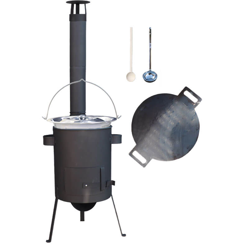 Nerezový kotlík 22 L (0,8 mm) INOX + železná panvica 44 cm UNI + kotlina 42 cm PLUS 600 4 MM