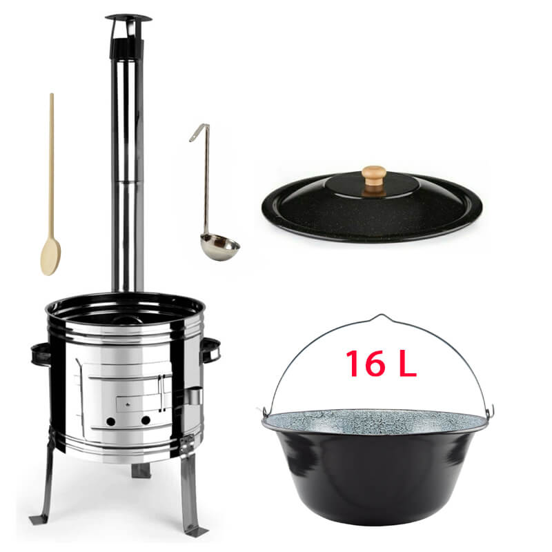 Smaltovaný kotlík 16 L + Nerezová kotlina 39 INOX