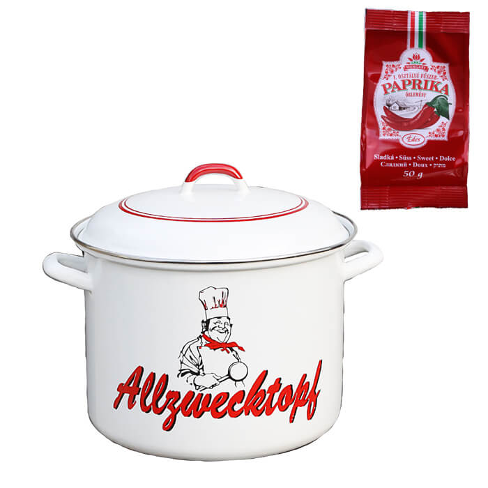 Smaltovaný hrniec s pokrievkou 13 L kuchár + sladká paprika GURMÁN 50 g
