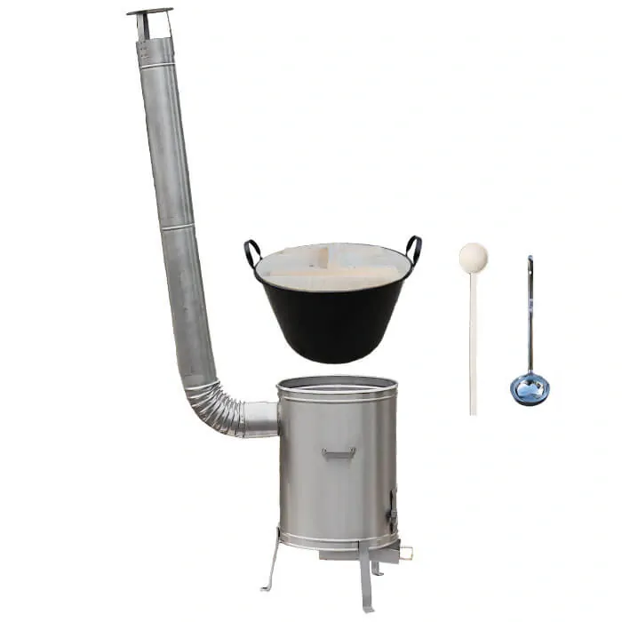 Zabíjačkový smaltovaný kotol 100 L + nerezová kotlina (1,5 mm) 60 cm LUX + vareška a naberačka