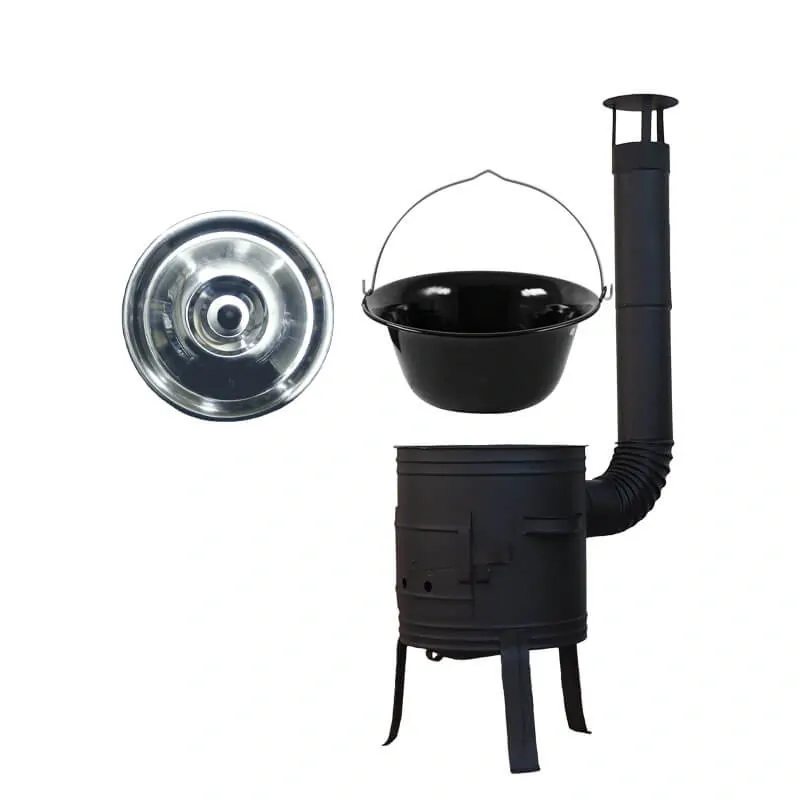 Smaltovaný kotlík 11 L BLACK + nerezová pokrievka INOX + žiaruvzdorná kotlina 33 cm Plus 700