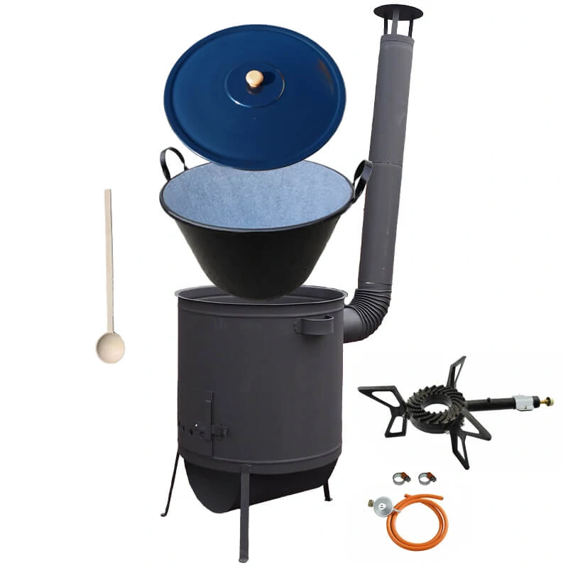 Smaltovaný kotol 60 L na zabíjačku + žiaruvzdorná kotlina 53 PLUS 600 4 MM + horák 7,5 kW + vareška