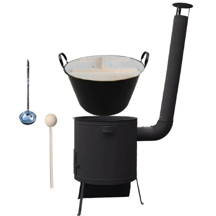 Smaltovaný kotol 100 L + žiaruvzdorná kotlina 42 PLUS 600 4 MM + varecha a naberačka BIG PARTY