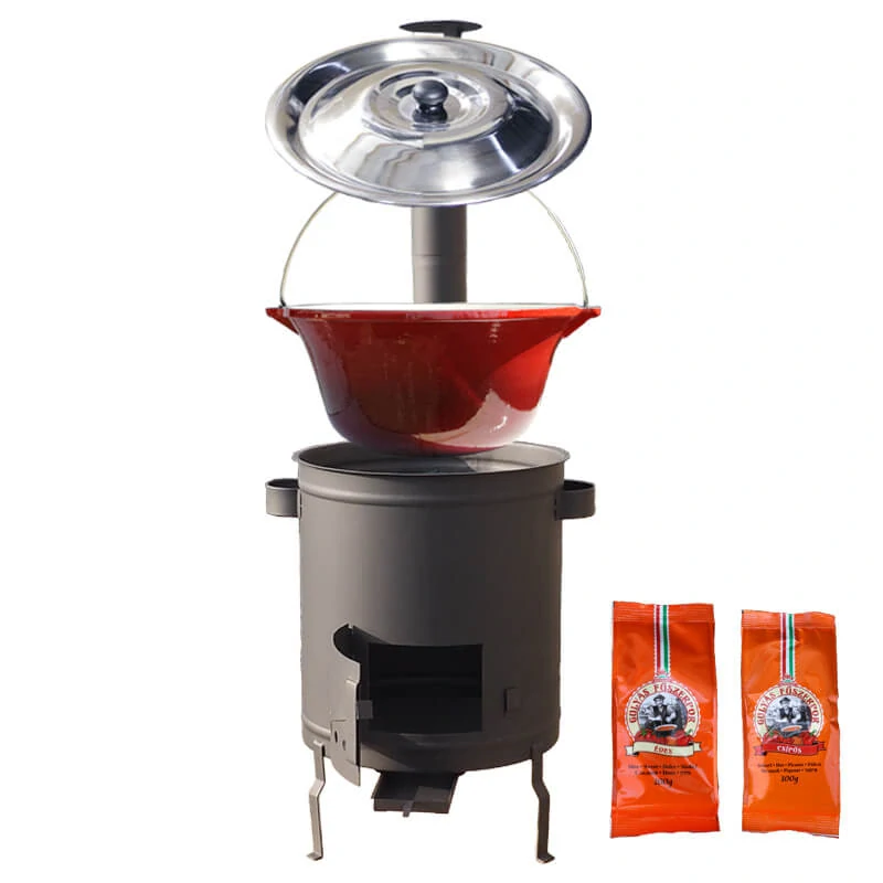 Liatinový kotlík so smaltovanou úpravou 22 L + žiaruvzdorná kotlina 42 cm (1,5 mm) STRONG + paprikové korenie na guláš - MIX 100 g