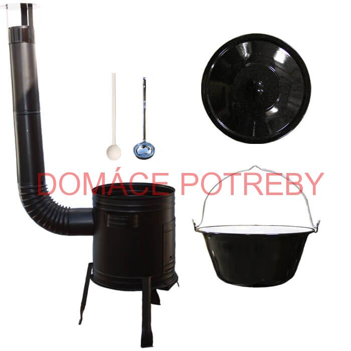 Smaltovaný kotlík 25 L (1,2 mm) + kovová kotlina 42 CLASSIC (KOV) + vareška a naberačka Easy party