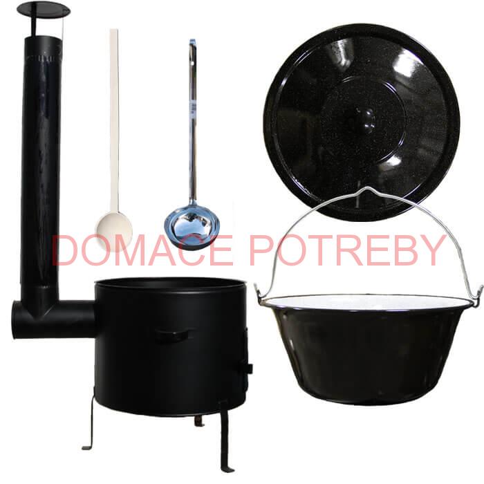 Smaltovaný kotlík 30 L (1,2 mm) + kovová kotlina 45 CLASSIC (KOV) + vareška a naberačka Easy party