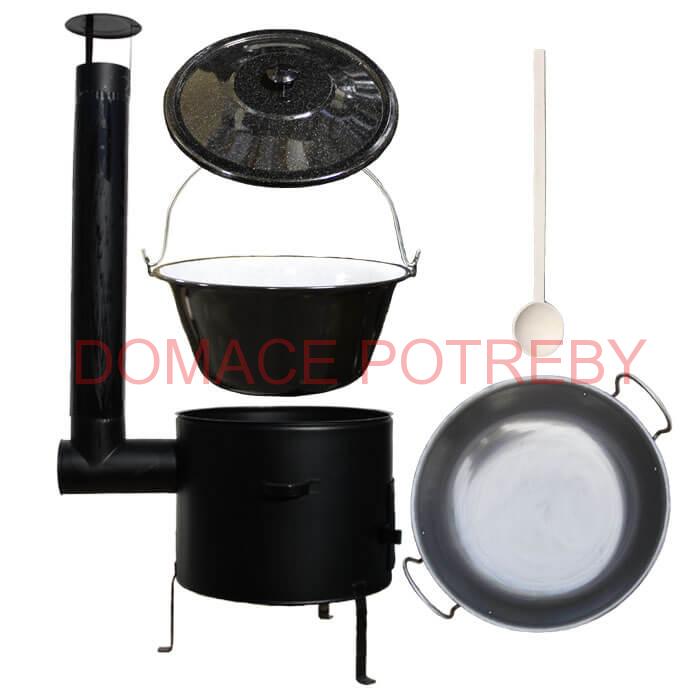 Smaltovaný kotlík 13 L (1,2 mm) + železná grilovacia panvica s uškami GRILL PARTY