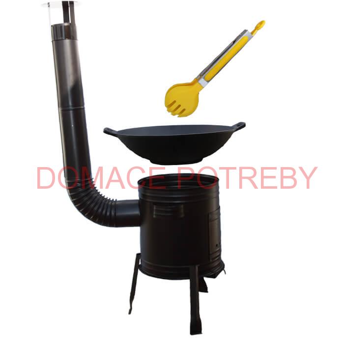 Liatinový wok 36 cm + kotlina 31 cm a obracačka WOK AZIA