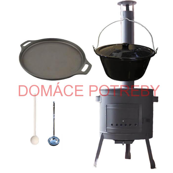Smaltovaný kotlík 20 L (1,2 mm) + Liatinová panvica 43 cm + žiaruvzdorná kotlina 42 PLUS 600