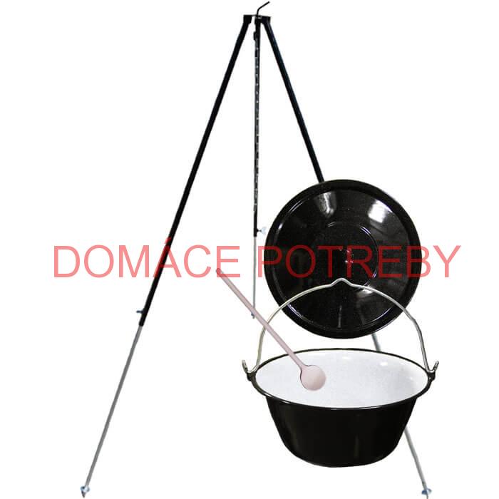 Smaltovaný kotlík 30 L + pokrievka + teleskopická trojnožka 1,7 m