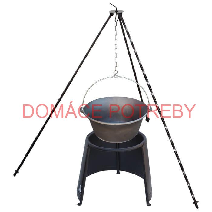 Liatinový kotlík 16 L + chránič plameňa 43 cm + trojnožka 1,2 m