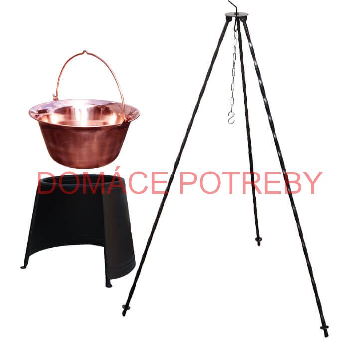 Medený kotlík 20 L (1,2 mm) + chránič plameňa 43 cm + trojnožka 1,2 m