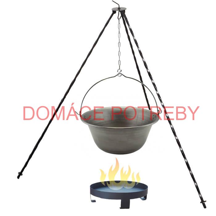 Železný kotlík 20 L (0,75 mm) + trojnožka 1,2 m + ohnisko 36 cm