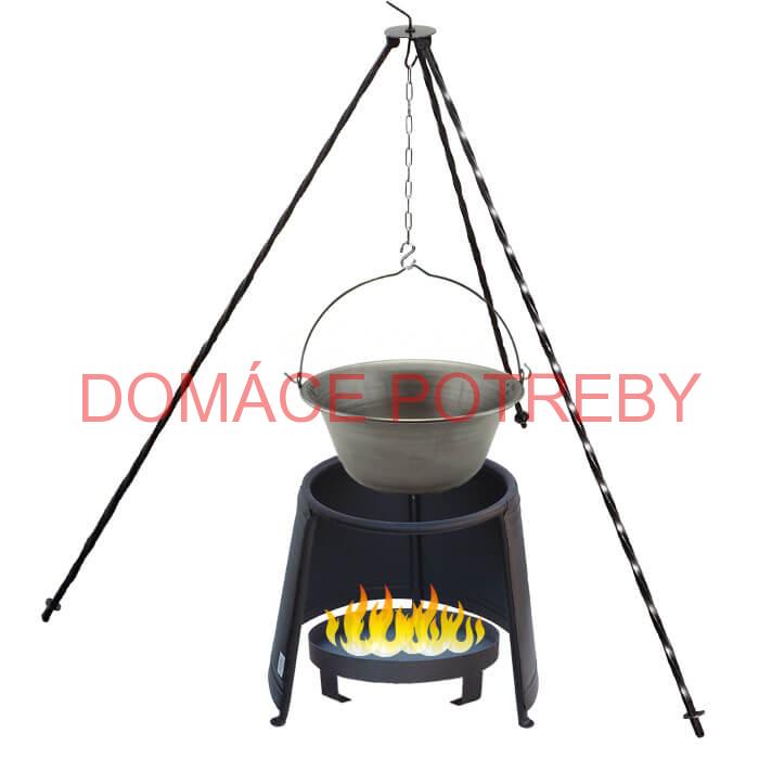 Železný kotlík 20 L (0,75 mm) + chránič plameňa 43 cm + ohnisko 36 cm + trojnožka 1,2 m