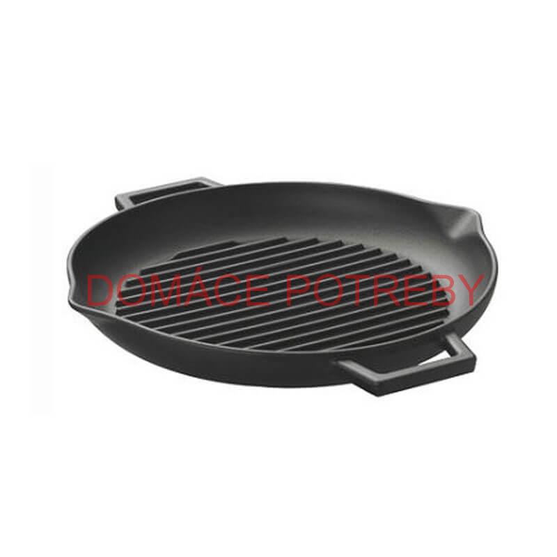 Liatinová panvica na grilovanie 31 cm s výlevkami BBQ
