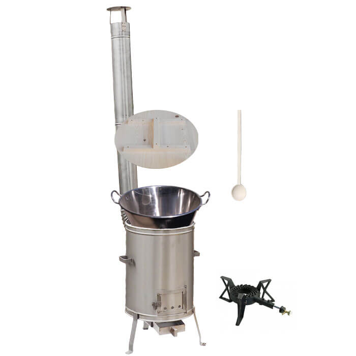Zabíjačkový nerezový kotol 100 L + nerezová kotlina 60 cm + horák 7 kW + vareška