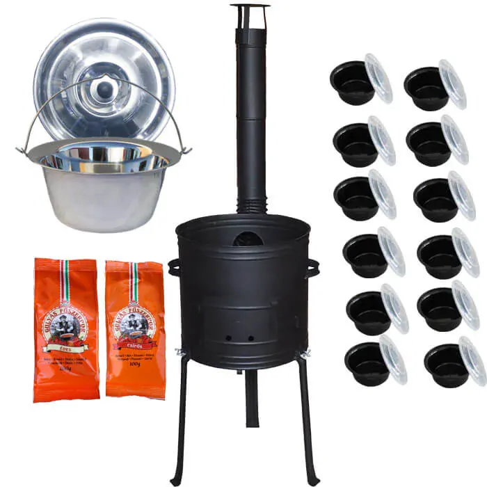 Nerezový kotlík 22 L (0,8 mm) INOX + žiaruvzdorná kotlina 42 cm Plus 700 + misky 12 ks + 2 x korenie na guláš 100 g