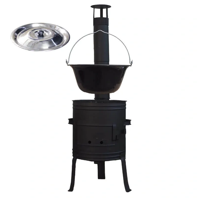 Smaltovaný kotlík 11 L BLACK + nerezová pokrievka INOX + žiaruvzdorná kotlina 33 cm Plus 700