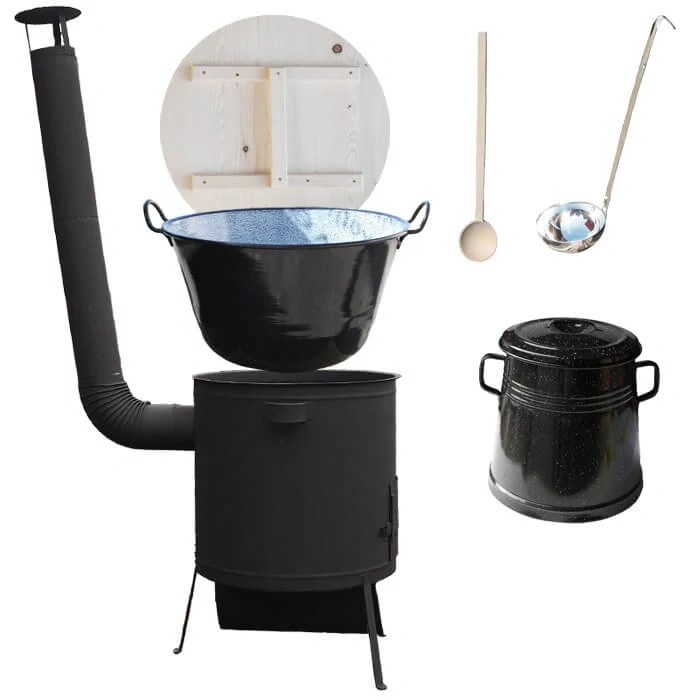 Smaltovaný kotol 100 L + žiaruvzdorná kotlina 42 PLUS 600 4 MM + Nádoba na masť 10 L