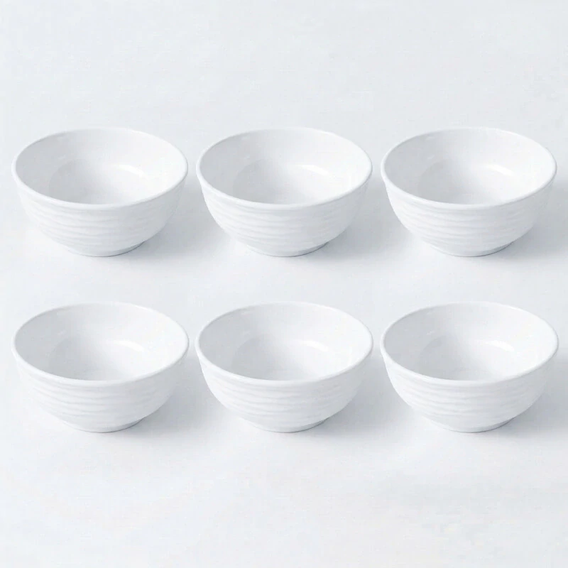 Set 6 ks: Prémiové biele misky s kamennou štruktúrou (750 ml)