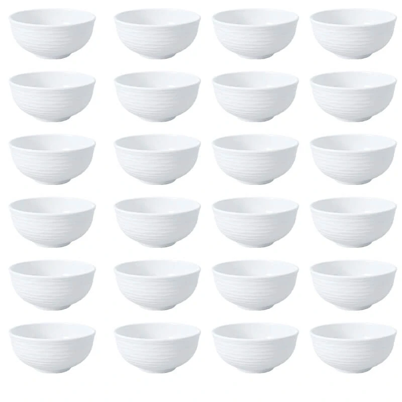 Set 24 ks: Prémiové biele misky s kamennou štruktúrou (750 ml)