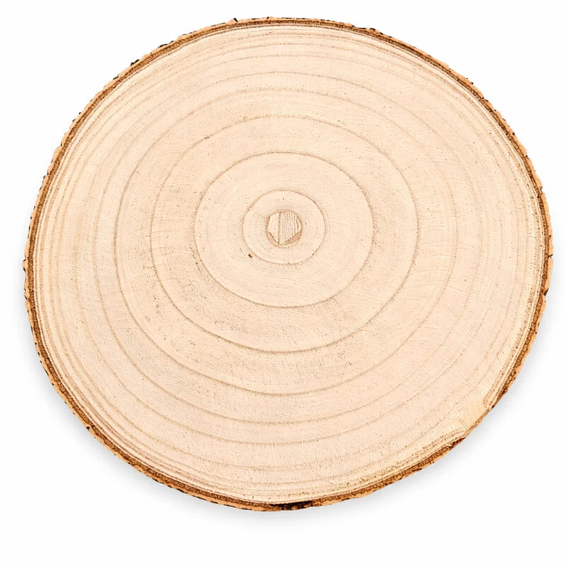Drevený podnos z prírodného plátku dreva s kôrou Ø 20–24 cm