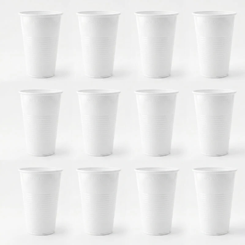 Jednorazový plastový biely pohár na studený nápoj 300 ml – 12 ks