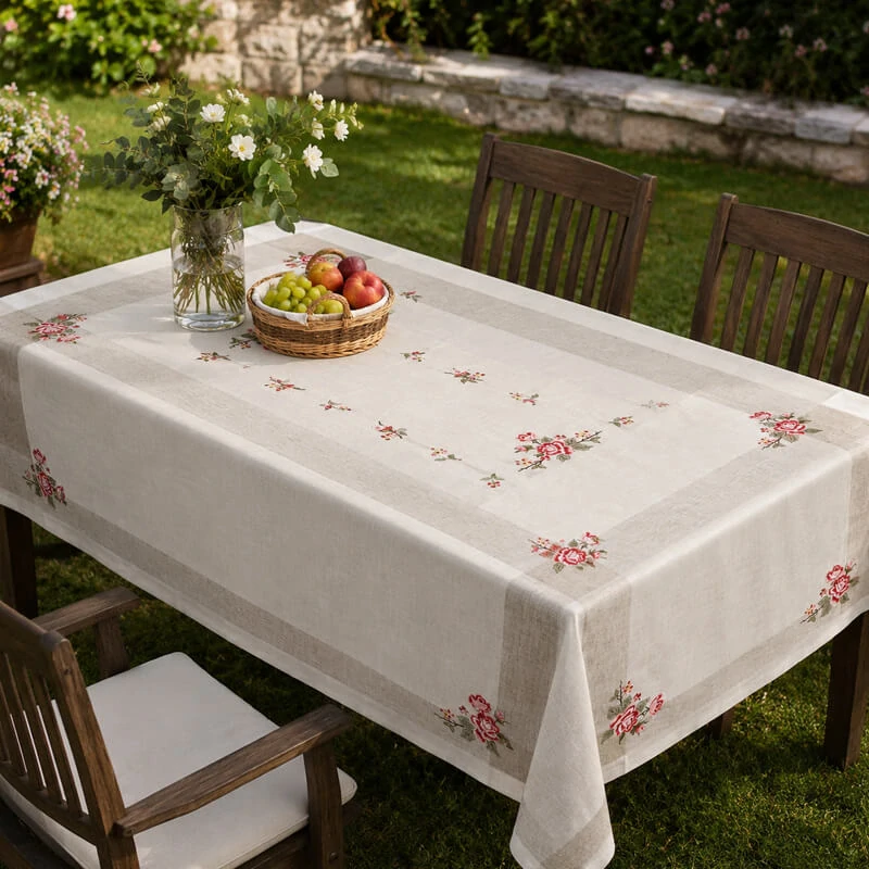 Hrubší textilný obrus Ruže Provence 130 × 180 cm