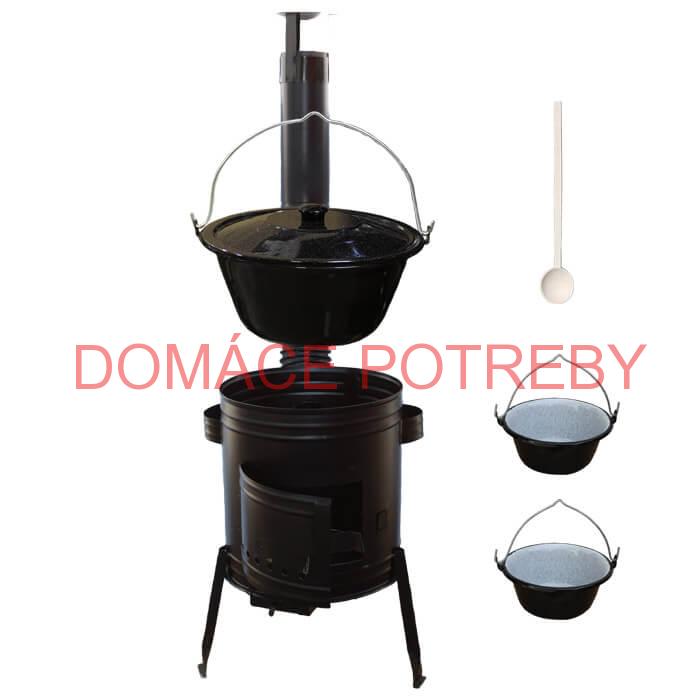 Smaltovaný kotlík 25 L (1,2 mm) + kovová kotlina 42 CLASSIC (KOV) + 2 smaltované servírovacie kotlíky 0,8 L