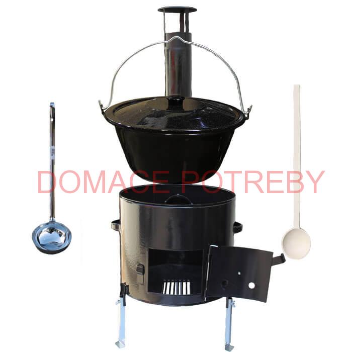 Smaltovaný kotlík 10 L (1,2 mm) + smaltovaná kotlina 31 cm + vareška a naberačka Easy party