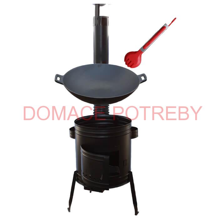 Liatinový wok 36 cm + kotlina 31 cm a obracačka WOK AZIA