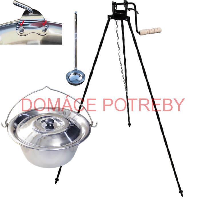 Antikorový kotlík 15 L (0,8 mm) s nitmi + stojan s kladkou VAR