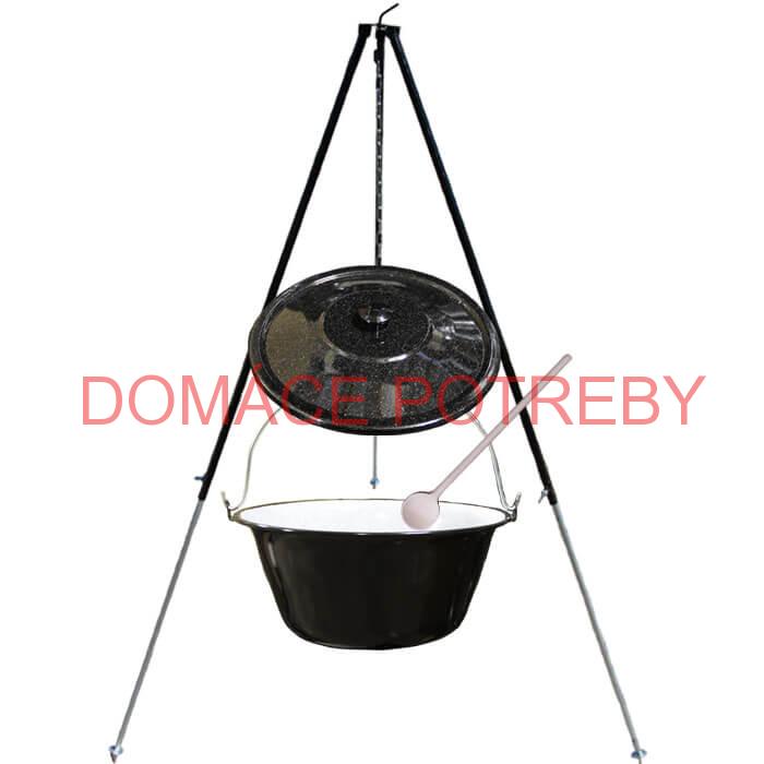 Smaltovaný kotlík 30 L + pokrievka + teleskopická trojnožka 1,7 m