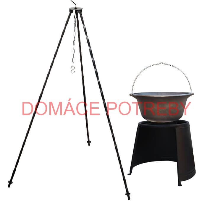 Liatinový kotlík 16 L + chránič plameňa 43 cm + trojnožka 1,2 m
