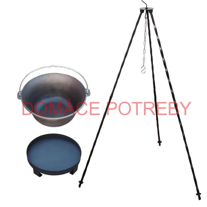 Liatinový kotlík 16 L + trojnožka 1,2 m + ohnisko 36 cm