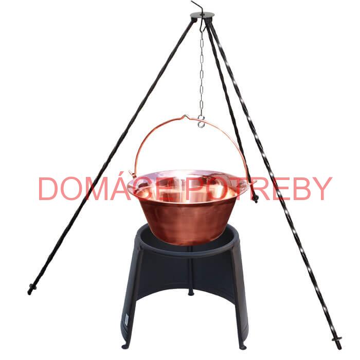 Medený kotlík 10 L (1,2 mm) + chránič plameňa 37 cm + trojnožka 1,2 m
