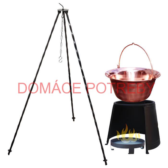 Medený kotlík 14 L (1,2 mm) + chránič plameňa 37 cm + ohnisko 36 cm + trojnožka 1,2 m
