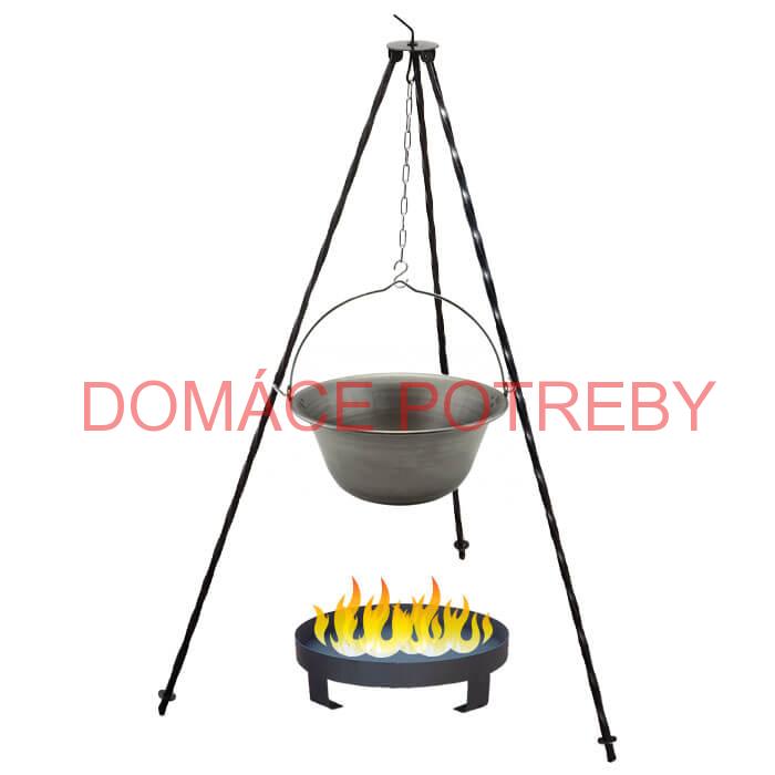 Železný kotlík 20 L (0,75 mm) + trojnožka 1,2 m + ohnisko 36 cm